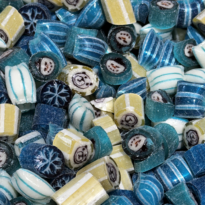 pieces of each design included in Sticky's winter-themed Winter Mix candies